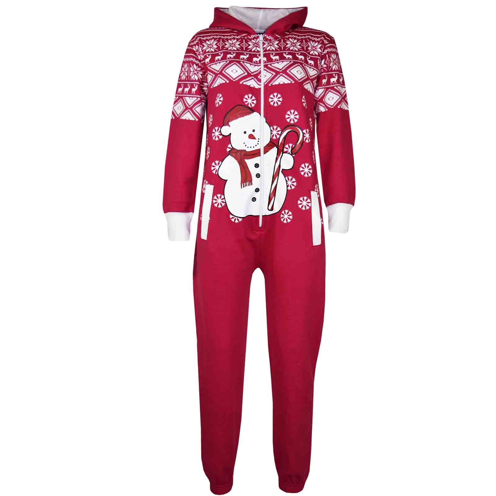 NEW KIDS GIRLS BOYS NOVELTY CHRISTMAS SANTA REINDEER ONESIE ALL IN ONE